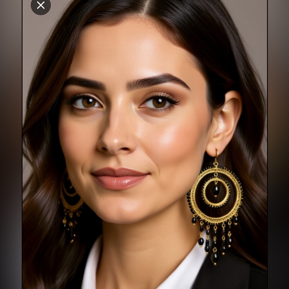 Elegant Gold and Black Hoop Earrings